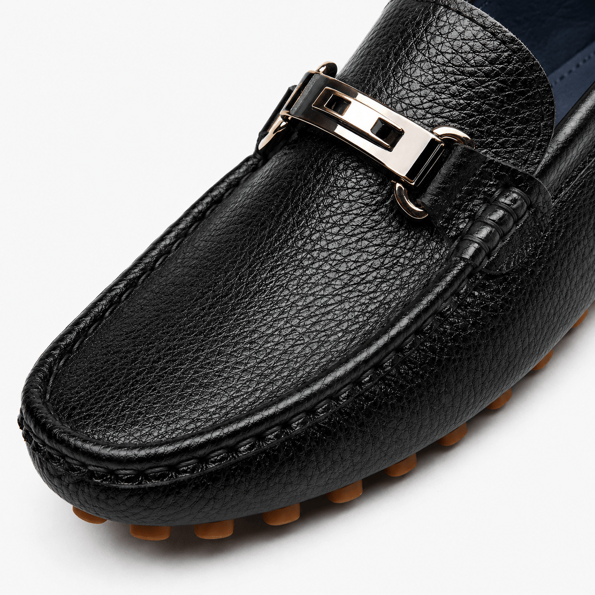 Ma boutique Men's Faux Leather Loafers – Black Casual Slip-On Driving Flat Shoes
