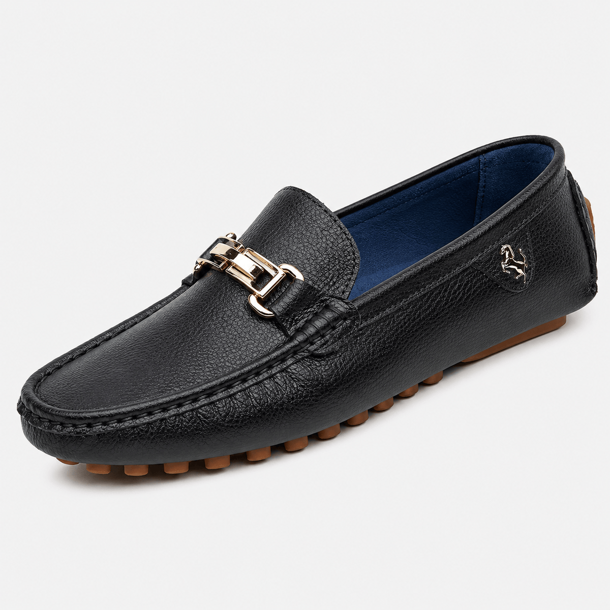 Ma boutique Men's Faux Leather Loafers – Black Casual Slip-On Driving Flat Shoes