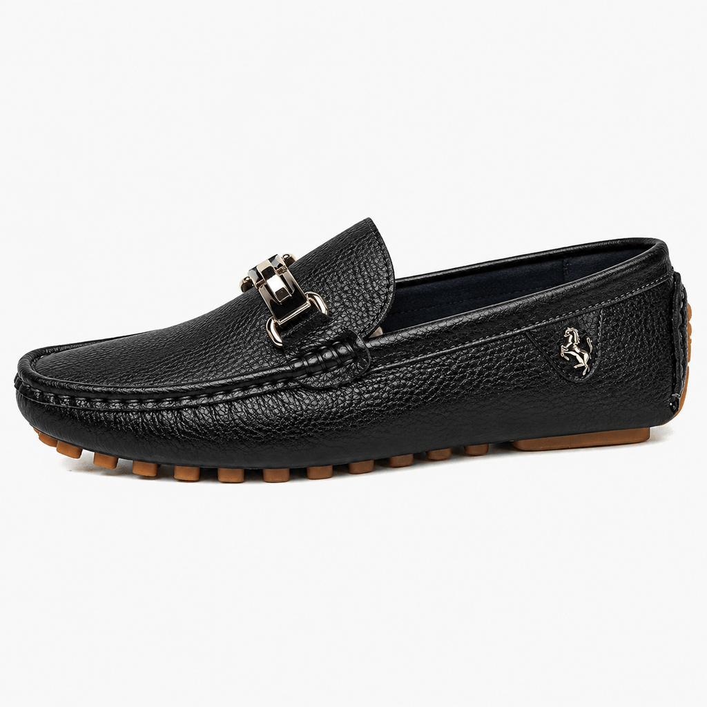 Ma boutique Men's Faux Leather Loafers – Black Casual Slip-On Driving Flat Shoes