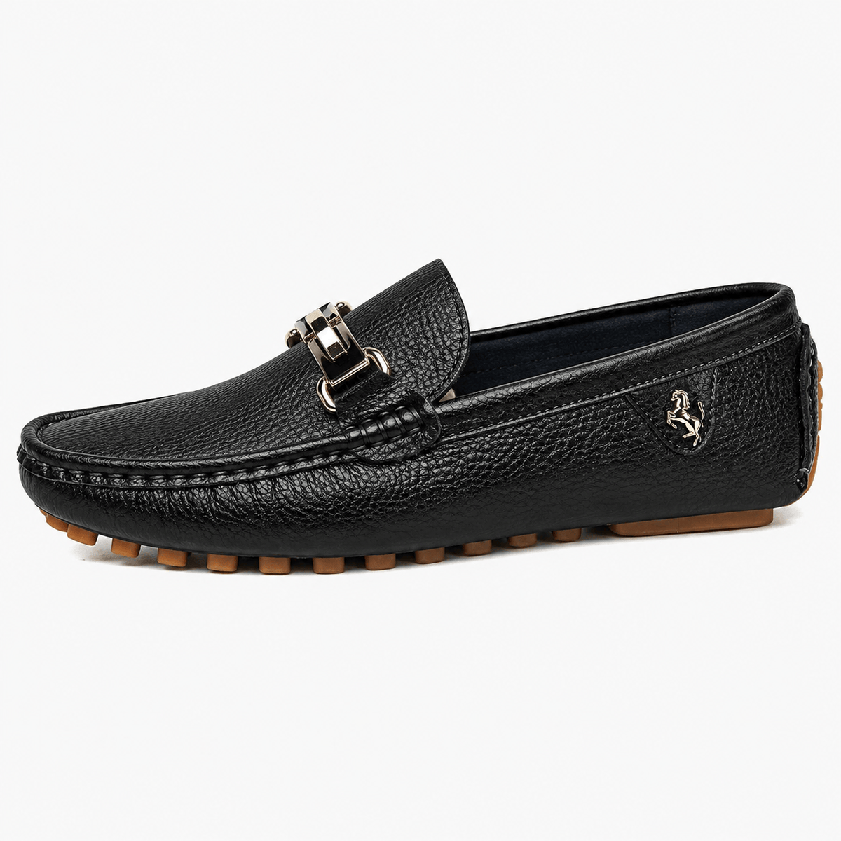 Ma boutique Men's Faux Leather Loafers – Black Casual Slip-On Driving Flat Shoes