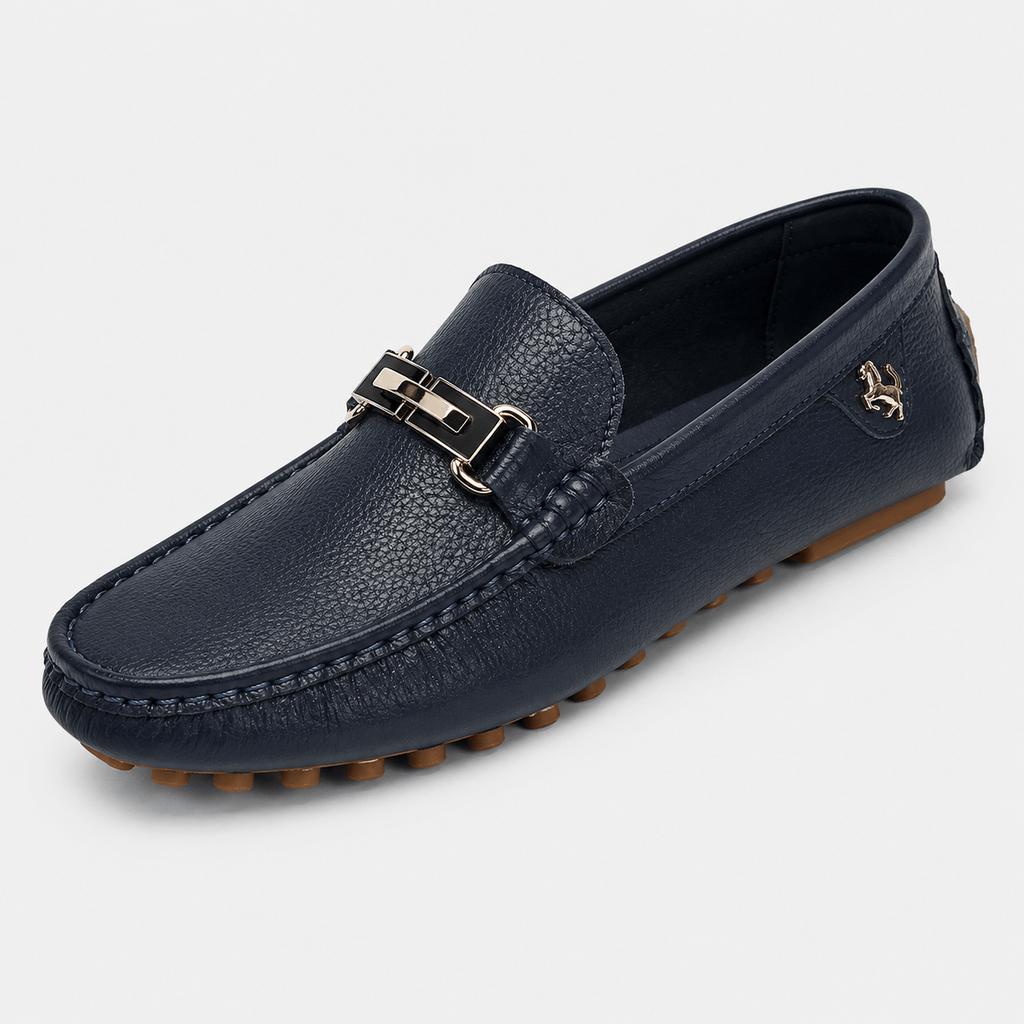 Ma boutique Men's Faux Leather Loafers – Black Casual Slip-On Driving Flat Shoes