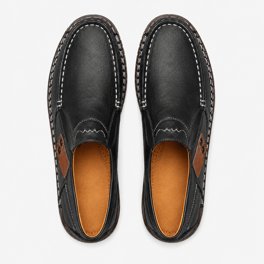 Ma boutique Men's Genuine Leather Italian Loafers – Black Breathable Handmade Driving Shoes