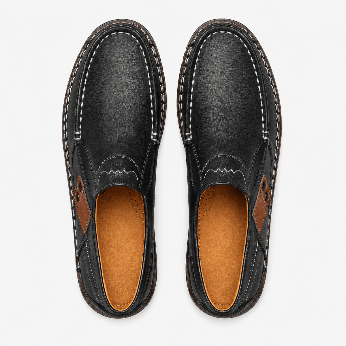 Ma boutique Men's Genuine Leather Italian Loafers – Black Breathable Handmade Driving Shoes