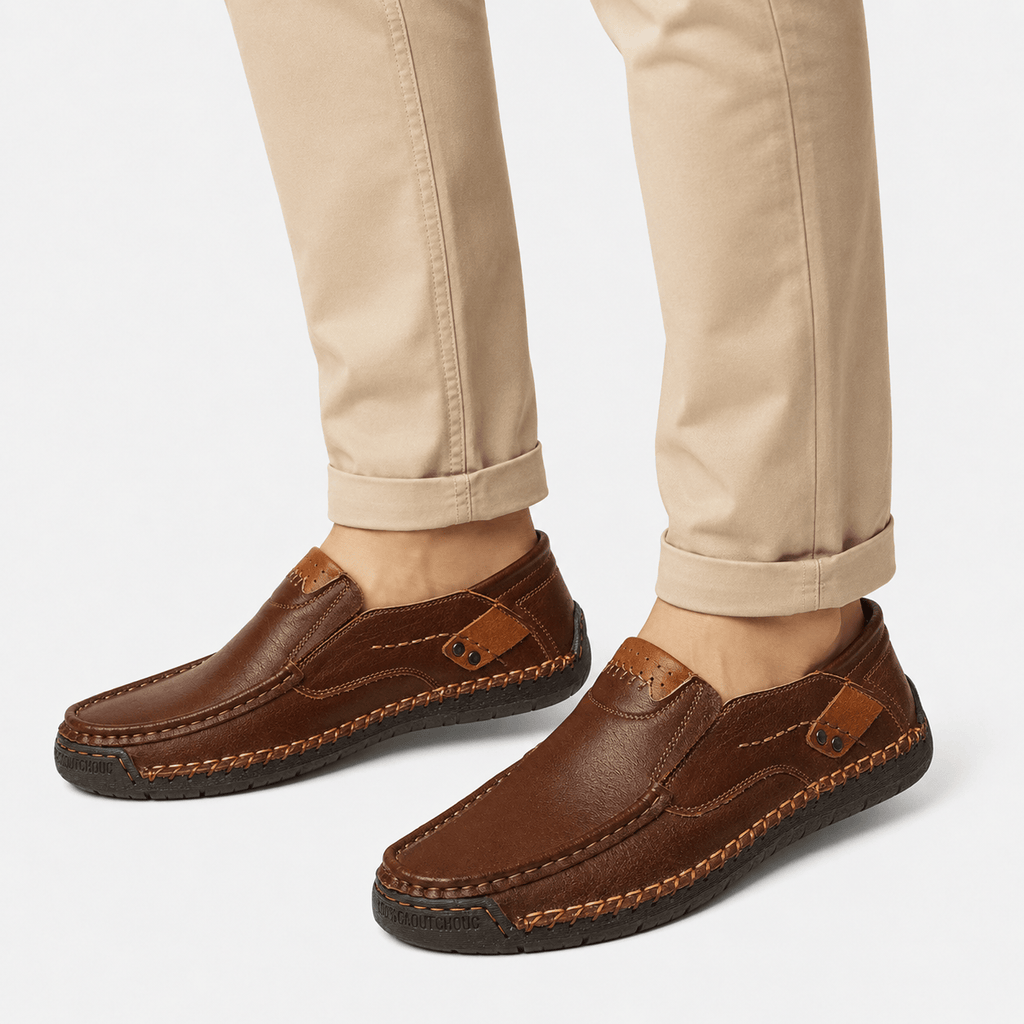Ma boutique Men's Genuine Leather Italian Loafers – Brown Breathable Handmade Driving Shoes