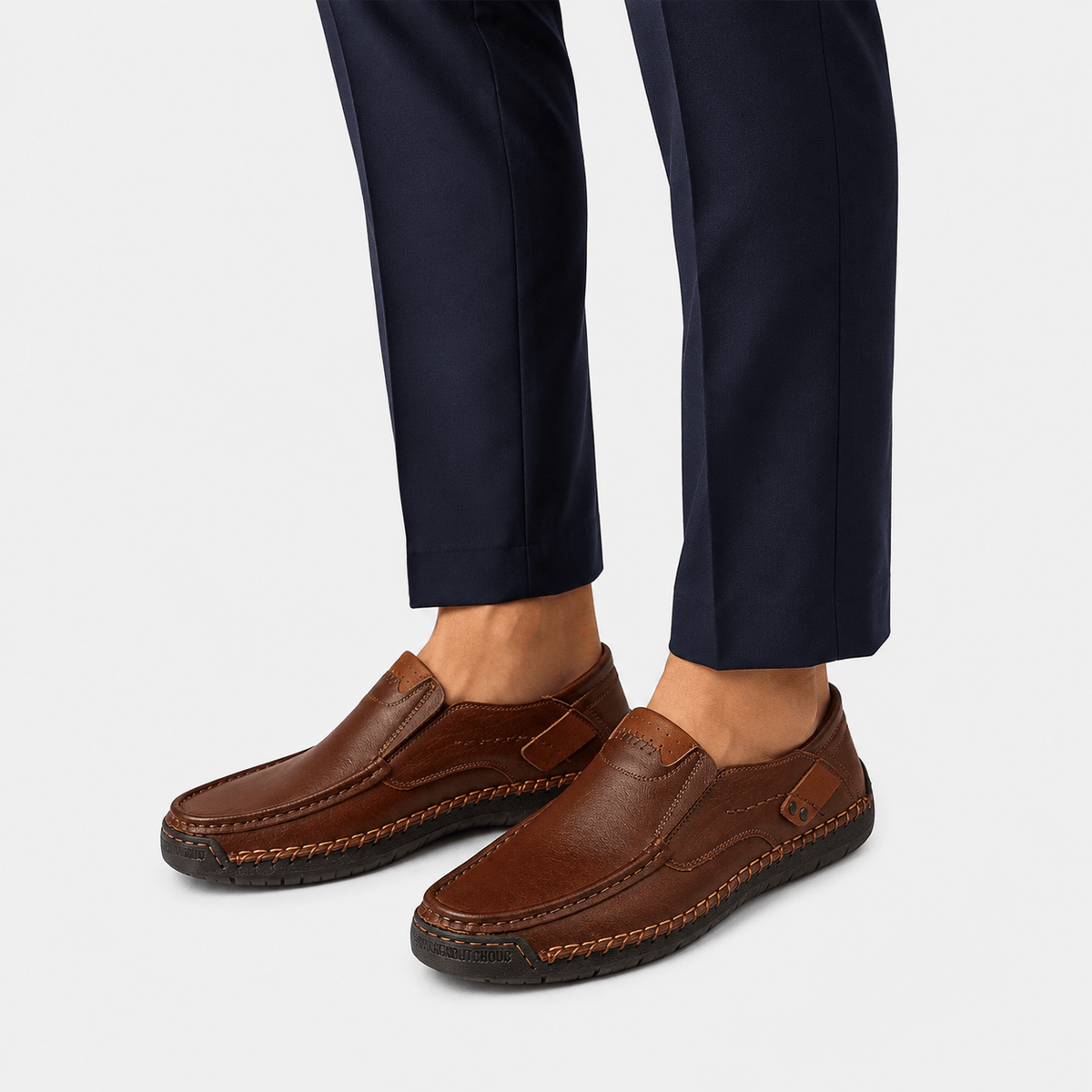 Ma boutique Men's Genuine Leather Italian Loafers – Brown Breathable Handmade Driving Shoes