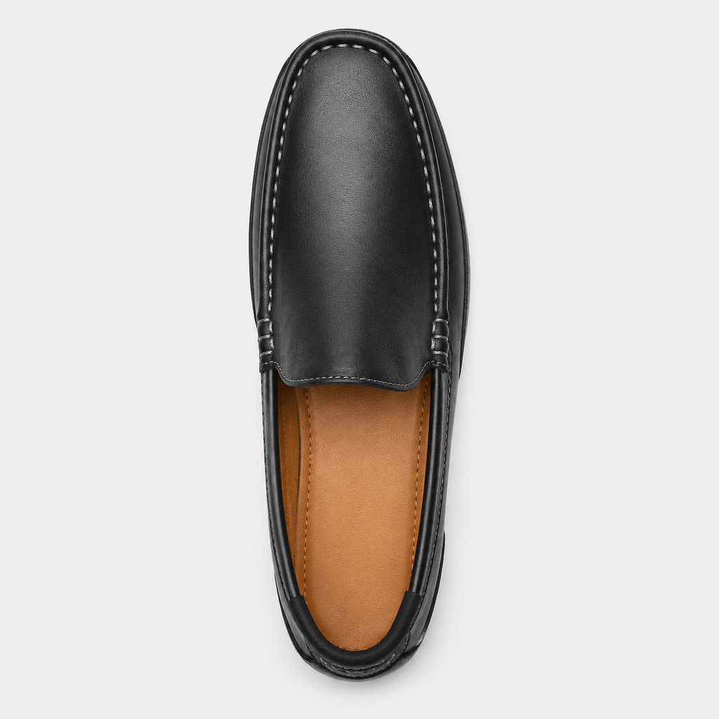 Ma boutique Men's Genuine Leather Loafers – Black Breathable Formal Italian Style Driving Shoes