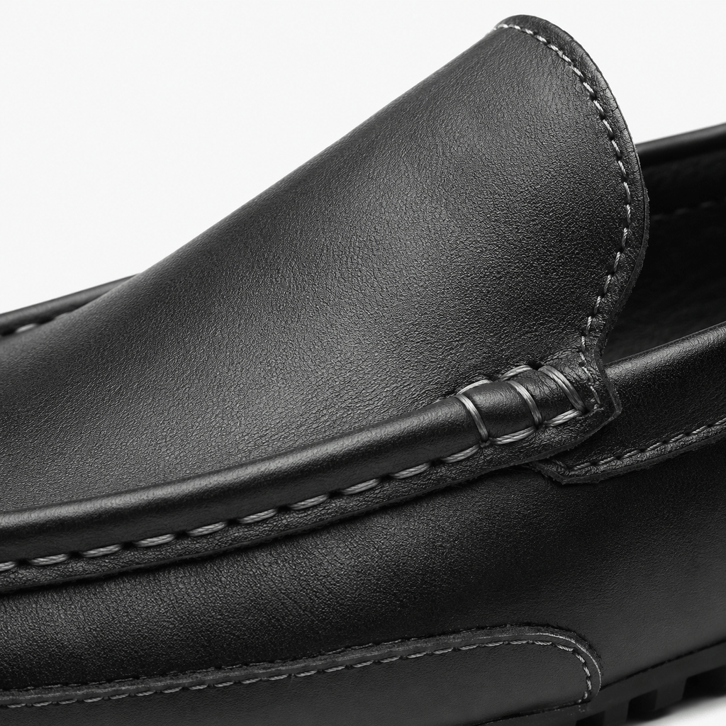 Ma boutique Men's Genuine Leather Loafers – Black Breathable Formal Italian Style Driving Shoes