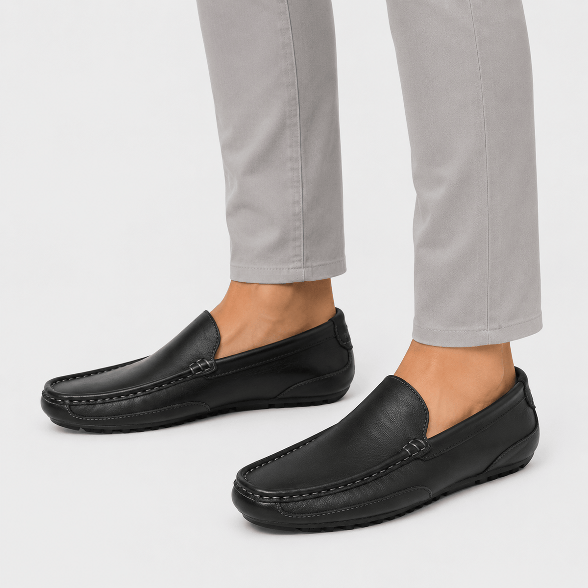 Ma boutique Men's Genuine Leather Loafers – Black Breathable Formal Italian Style Driving Shoes