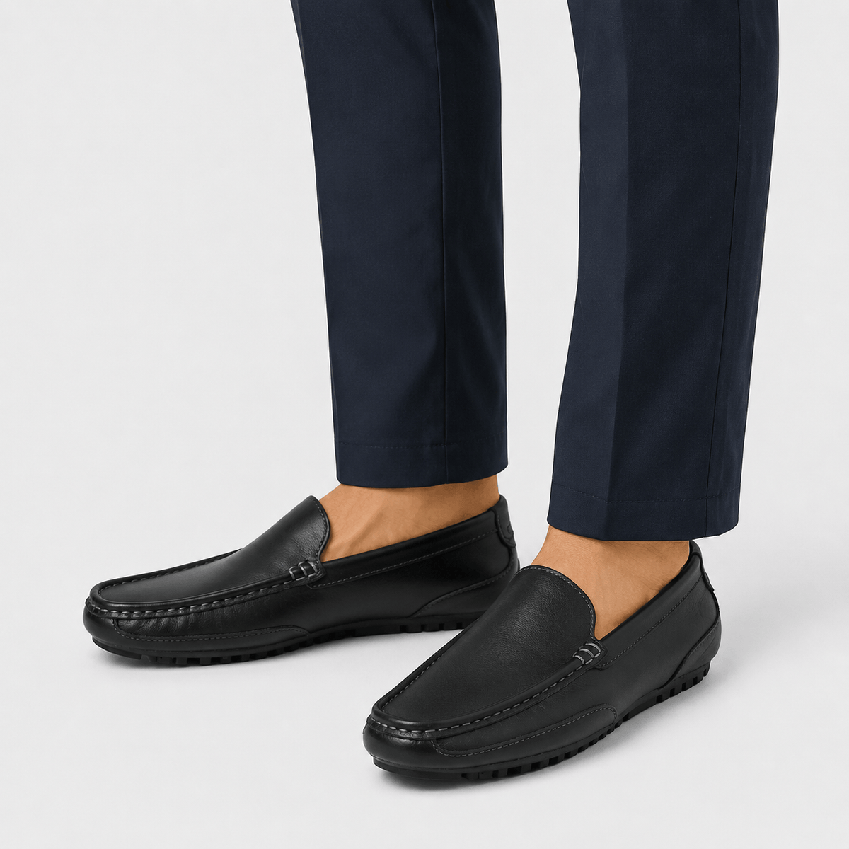 Ma boutique Men's Genuine Leather Loafers – Black Breathable Formal Italian Style Driving Shoes