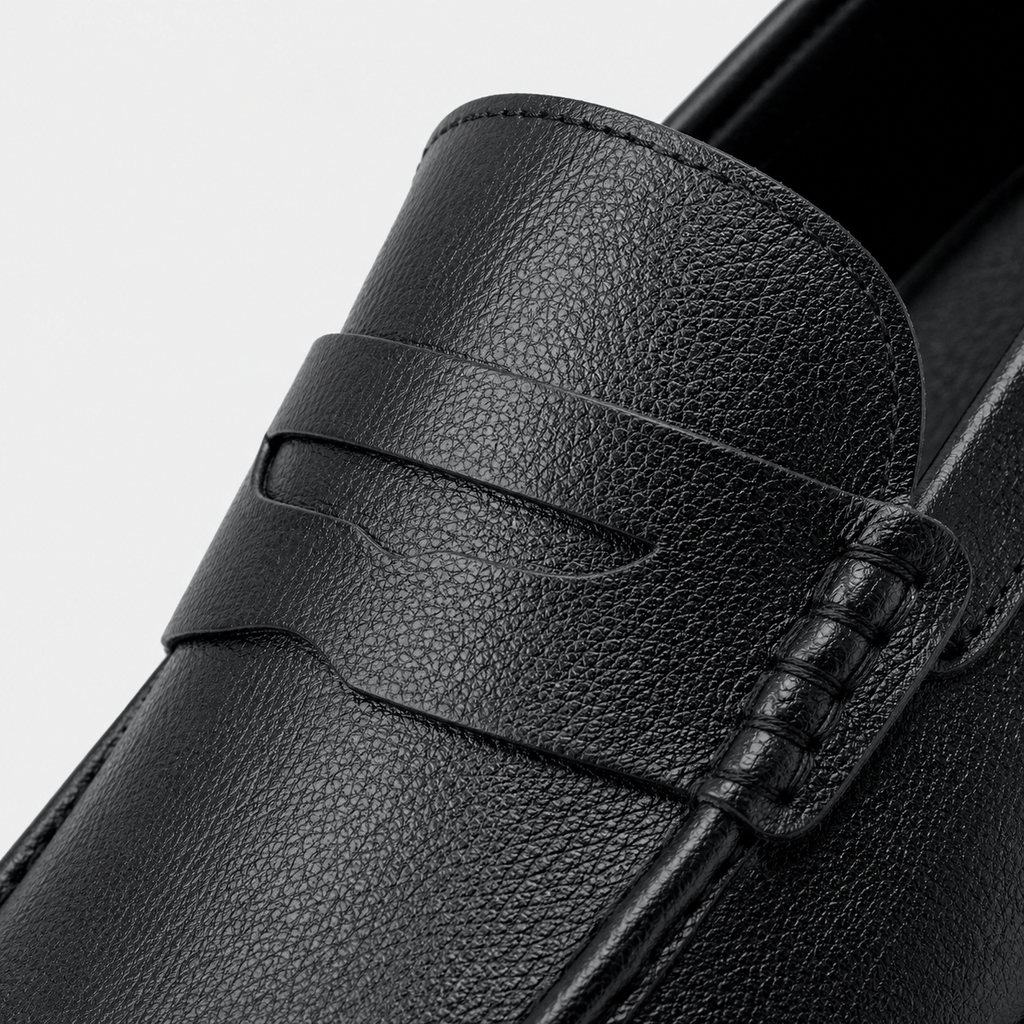 Ma boutique Men's Genuine Leather Loafers – Black Luxury Formal Dress Slip-On Shoes