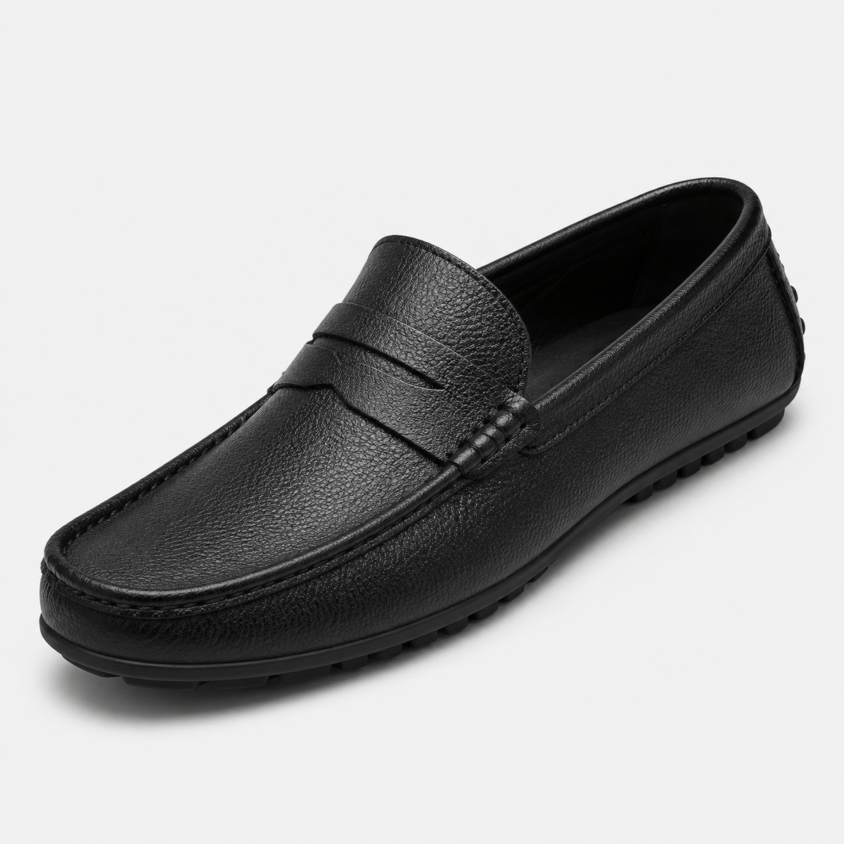 Ma boutique Men's Genuine Leather Loafers – Black Luxury Formal Dress Slip-On Shoes