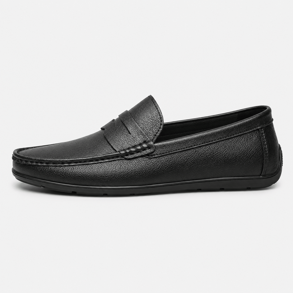 Ma boutique Men's Genuine Leather Loafers – Black Luxury Formal Dress Slip-On Shoes