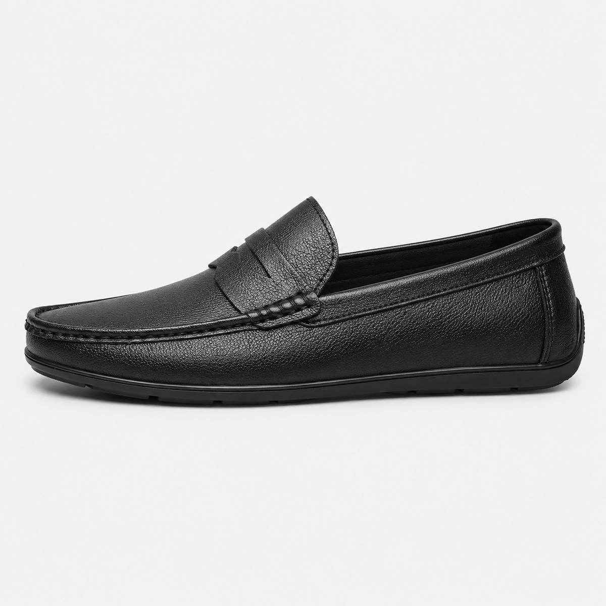 Ma boutique Men's Genuine Leather Loafers – Black Luxury Formal Dress Slip-On Shoes