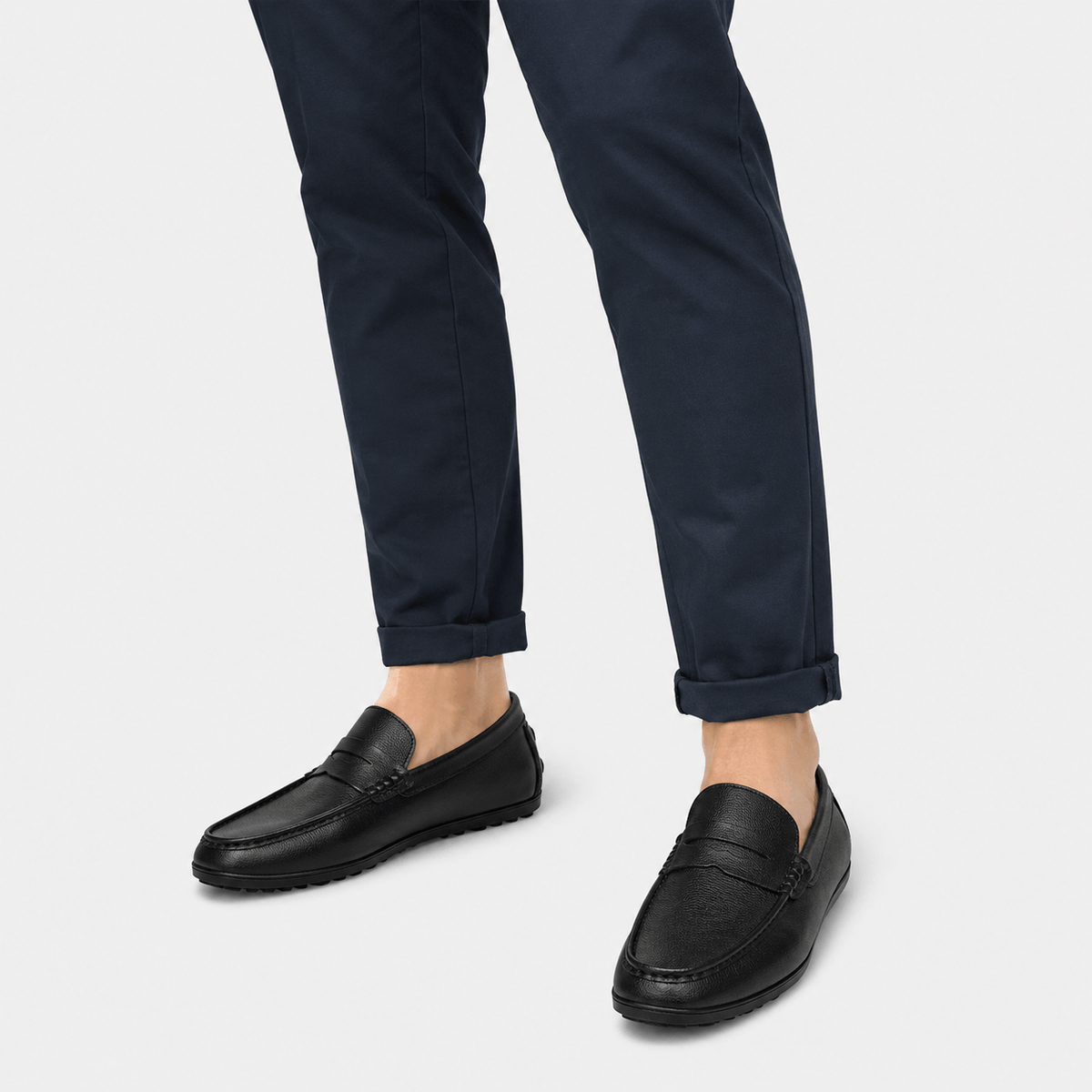Ma boutique Men's Genuine Leather Loafers – Black Luxury Formal Dress Slip-On Shoes