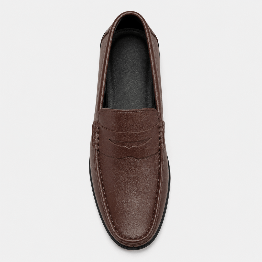 Ma boutique Men's Genuine Leather Loafers – Brown Luxury Formal Dress Slip-On Shoes