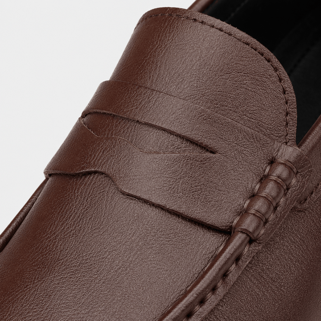 Ma boutique Men's Genuine Leather Loafers – Brown Luxury Formal Dress Slip-On Shoes