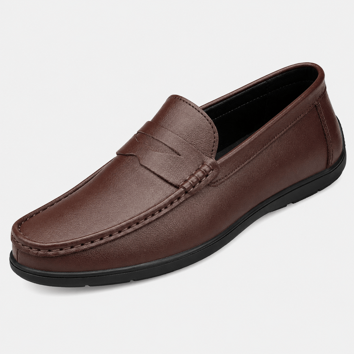 Ma boutique Men's Genuine Leather Loafers – Brown Luxury Formal Dress Slip-On Shoes