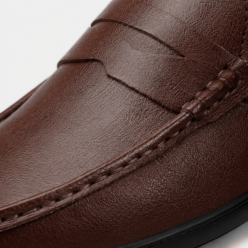 Ma boutique Men's Genuine Leather Loafers – Brown Luxury Formal Dress Slip-On Shoes