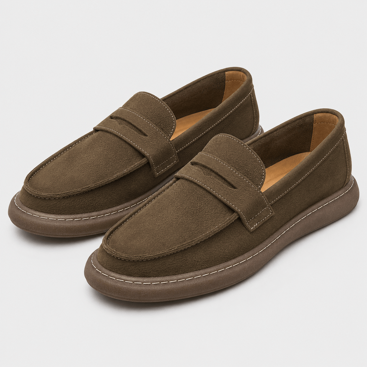 Ma boutique Men's Italian Leather Loafers – Brown Smart Business Casual Slip-On Shoes