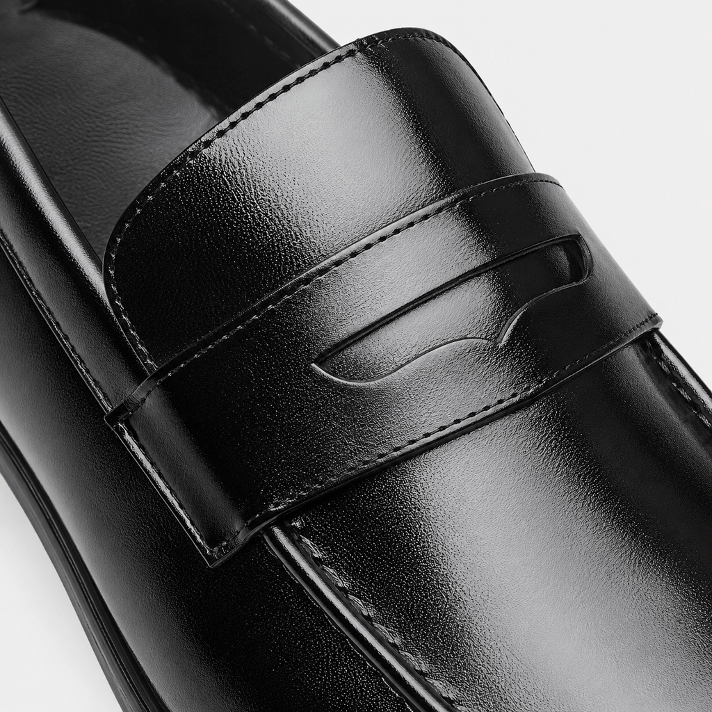 Ma boutique Men's Leather Dress Loafers – Black Classic Business Casual Formal Party Shoes