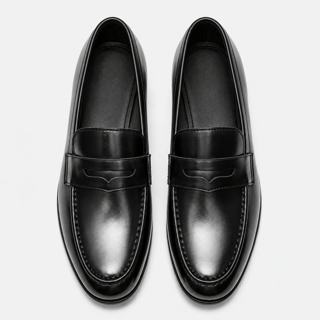 Ma boutique Men's Leather Dress Loafers – Black Classic Business Casual Formal Party Shoes