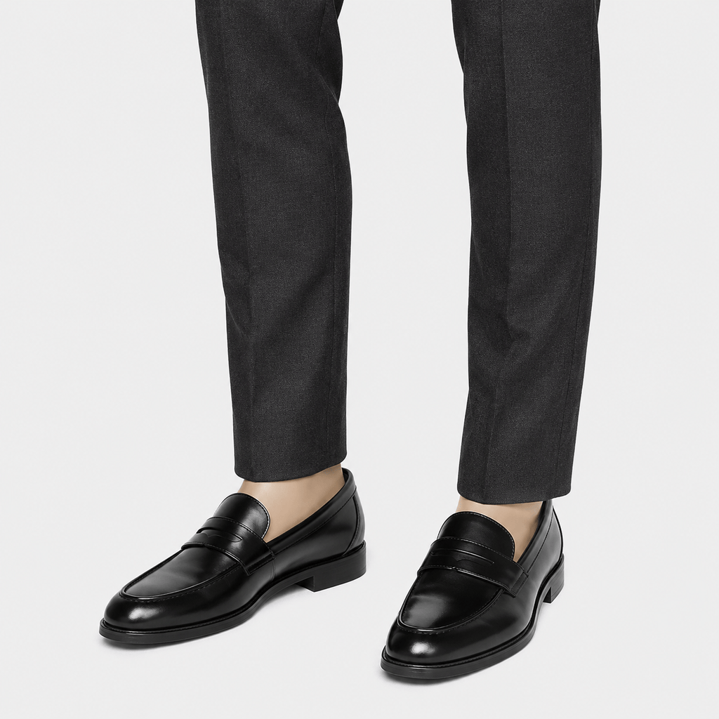 Ma boutique Men's Leather Dress Loafers – Black Classic Business Casual Formal Party Shoes