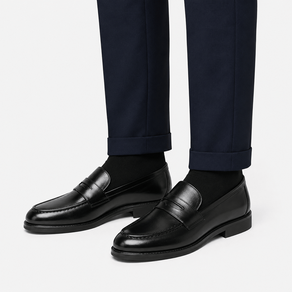 Ma boutique Men's Leather Dress Loafers – Black Classic Business Casual Formal Party Shoes