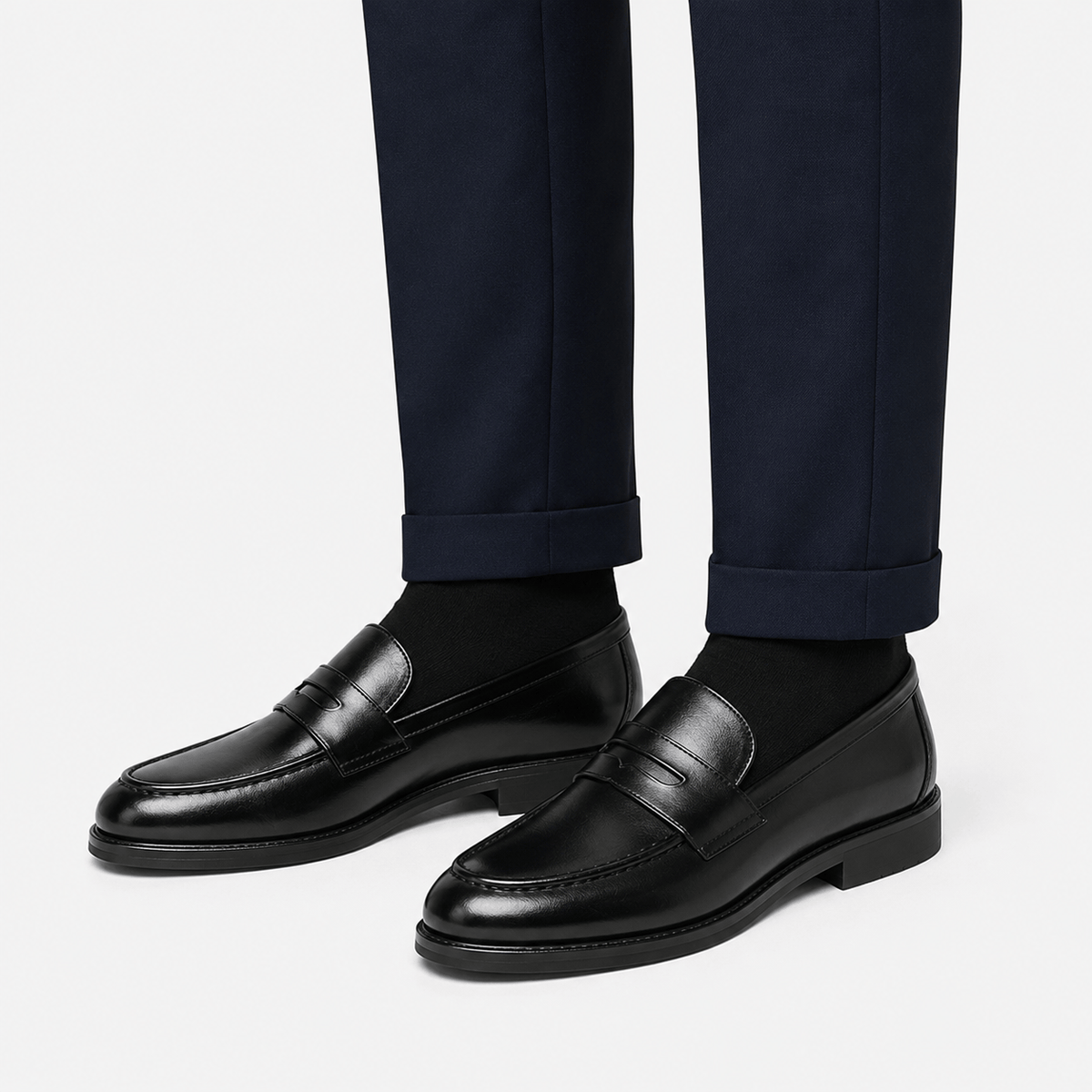 Ma boutique Men's Leather Dress Loafers – Black Classic Business Casual Formal Party Shoes