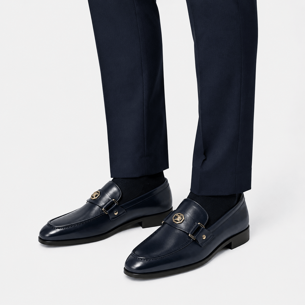 Ma boutique Men's Leather Loafers – Blue Casual Office Driving Slip-On Shoes