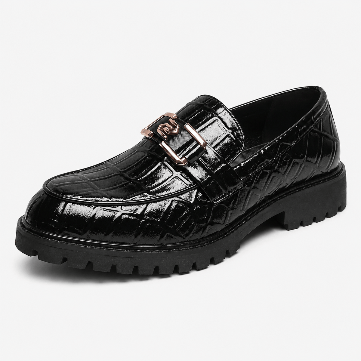 Ma boutique Men's Patent Leather Platform Loafers – Black Thick Sole Formal Business Wedding Shoes