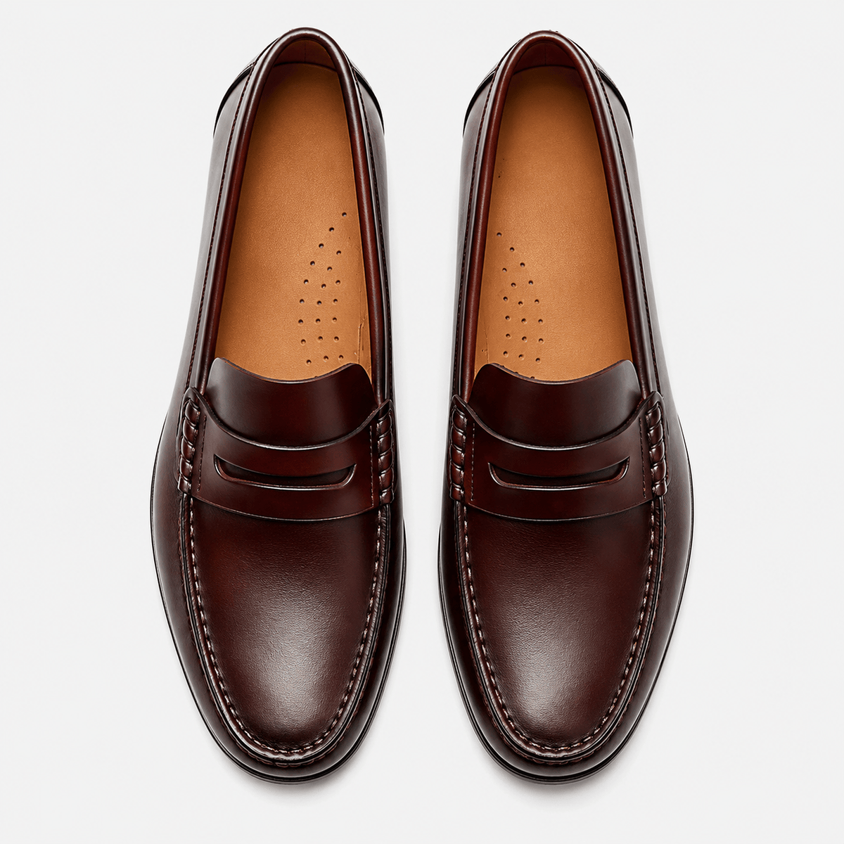Ma boutique Men's Vintage Calf Leather Loafers – Brown Breathable Slip-On Casual Driving Shoes