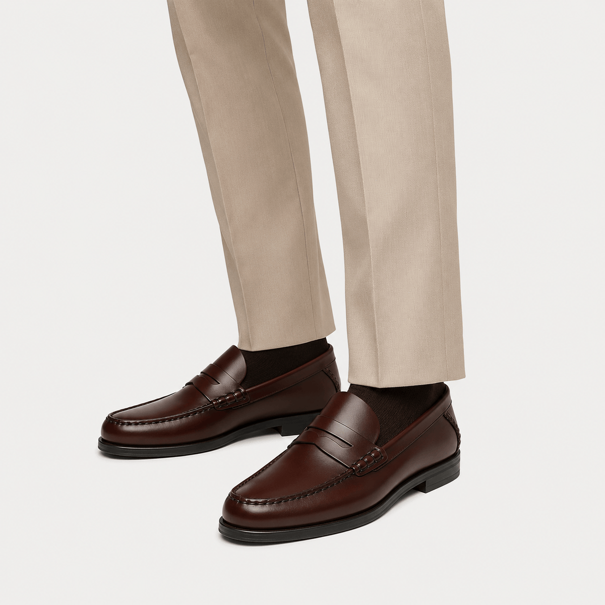 Ma boutique Men's Vintage Calf Leather Loafers – Brown Breathable Slip-On Casual Driving Shoes