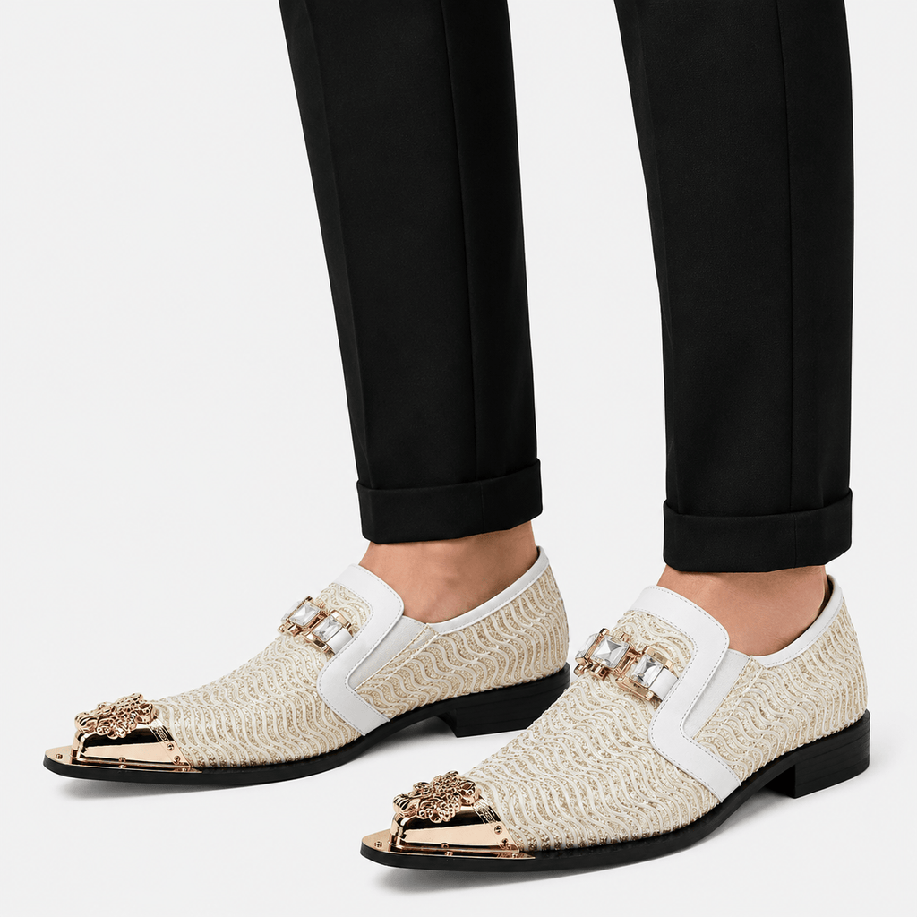 Ma boutique Mens Beige Patent Leather Loafers – Italian Style Slip-On Brown Formal Dress Shoes
