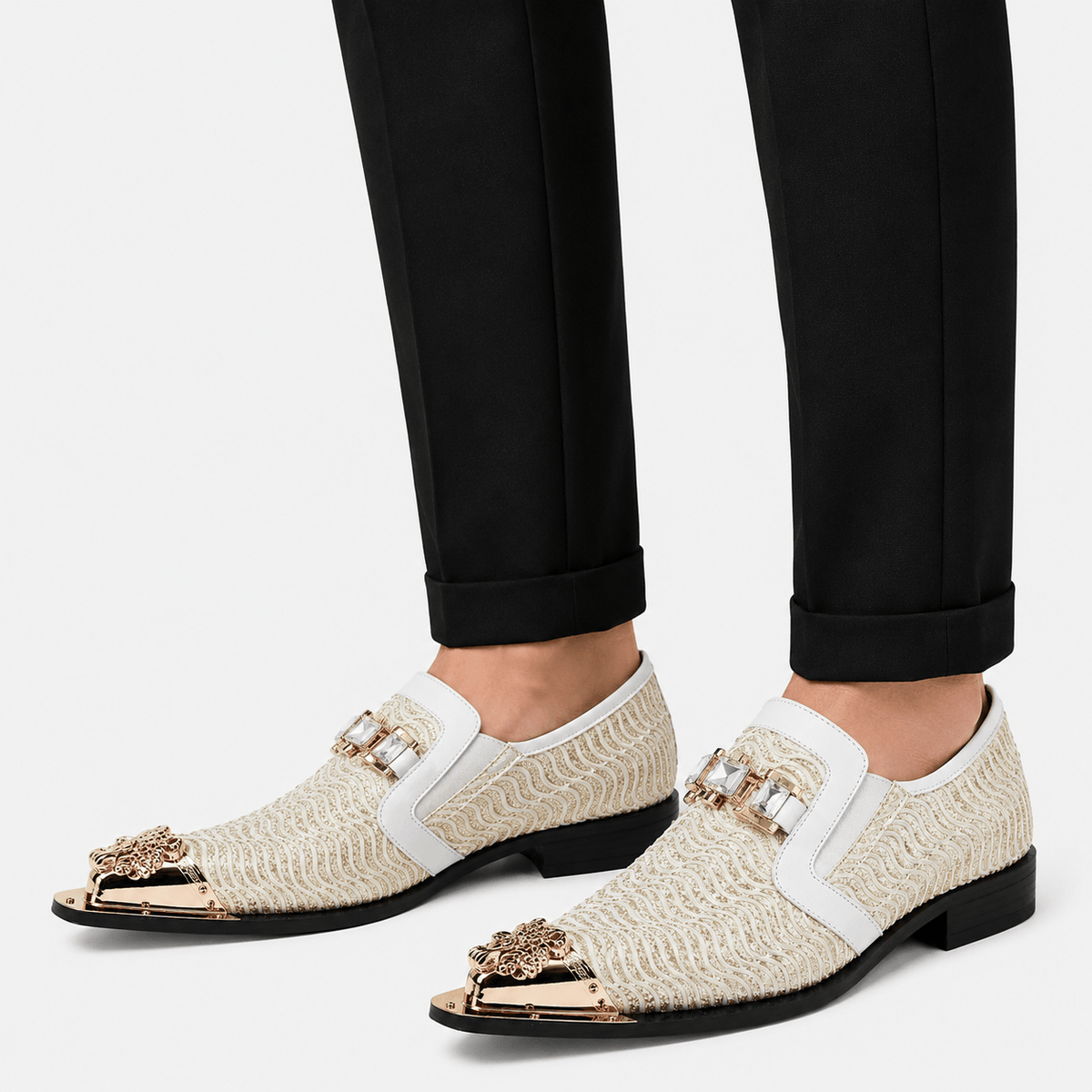 Ma boutique Mens Beige Patent Leather Loafers – Italian Style Slip-On Brown Formal Dress Shoes