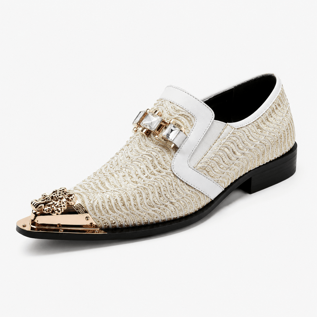 Ma boutique Mens Beige Patent Leather Loafers – Italian Style Slip-On Brown Formal Dress Shoes