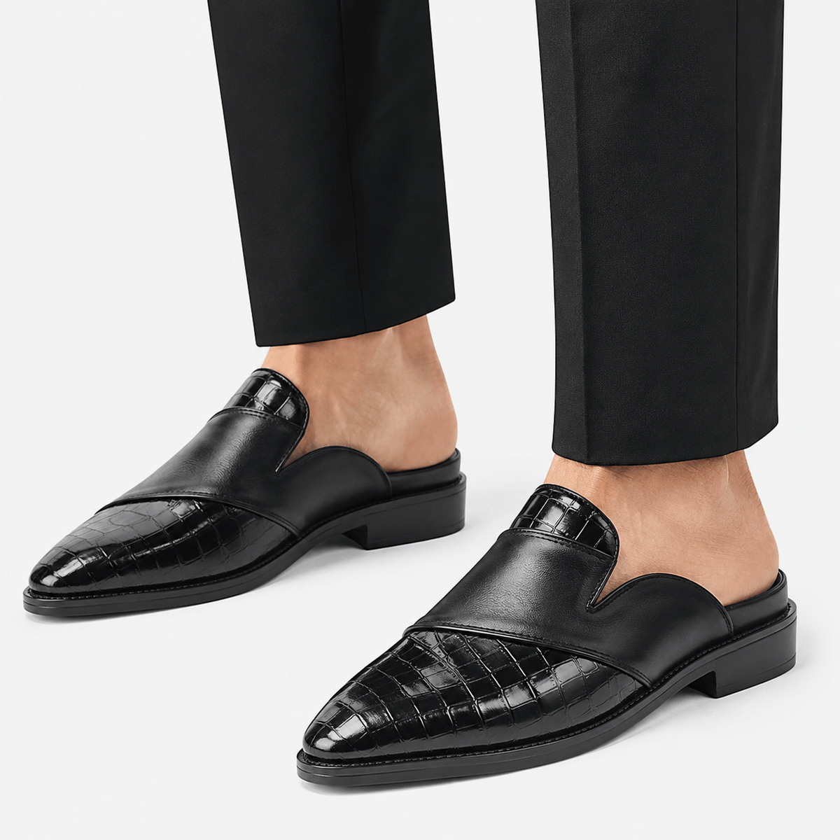 Ma boutique Mens Black Breathable Business Loafers – British Style Soft Sole Casual Slip-On
