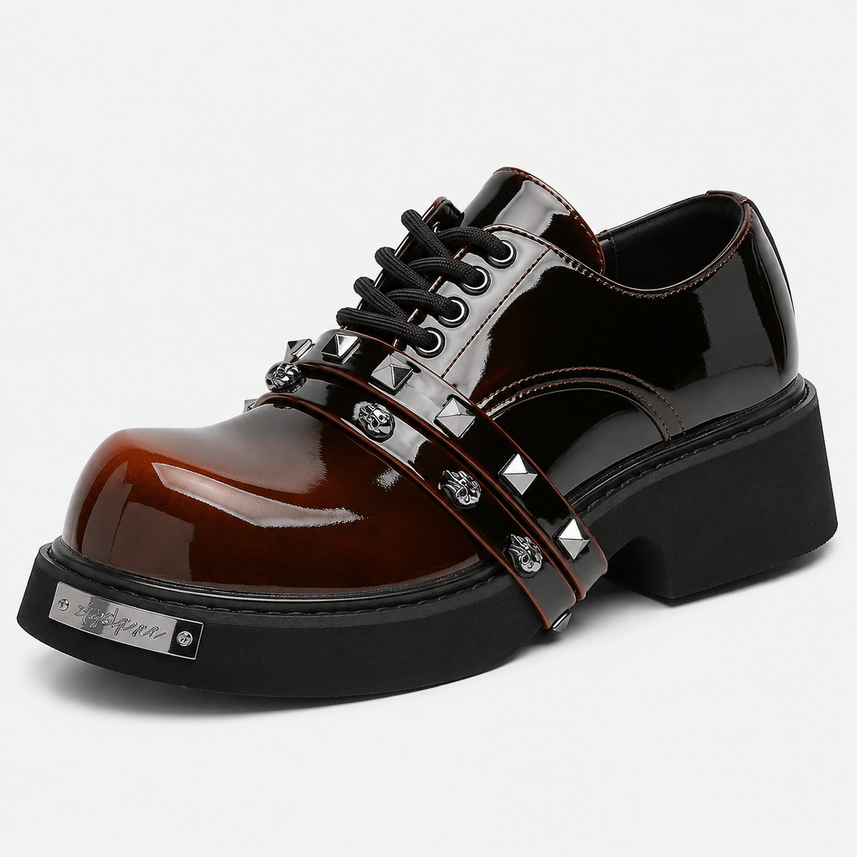 Ma boutique Mens Black Chunky Platform Loafers – Classic British Leather Business Oxford Shoes