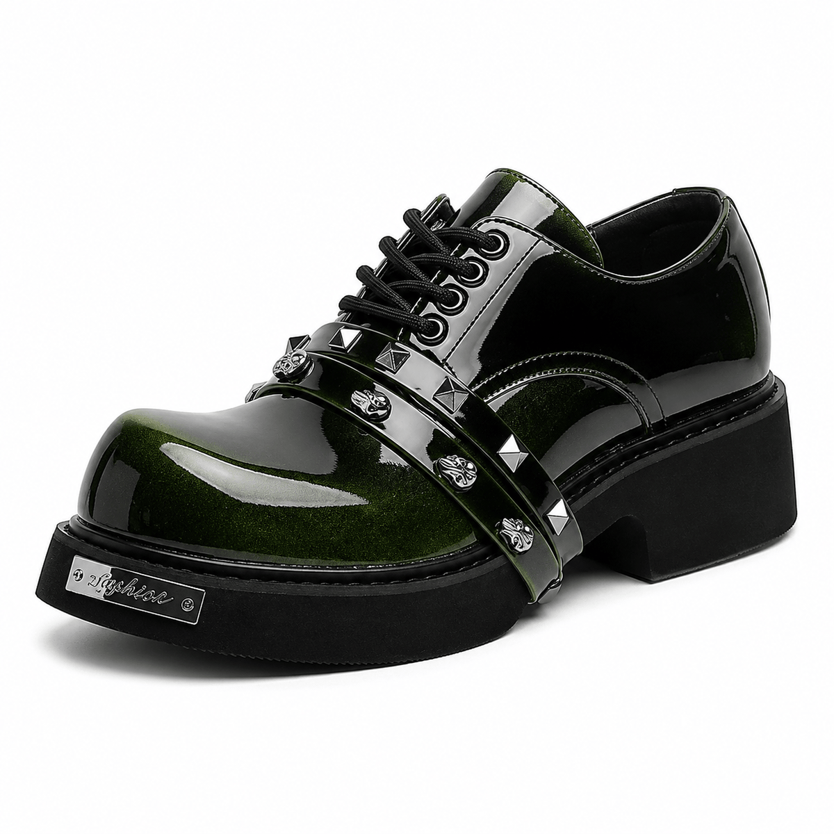 Ma boutique Mens Black Chunky Platform Loafers – Classic British Leather Business Oxford Shoes