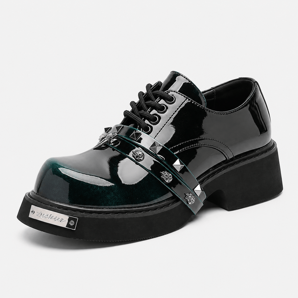 Ma boutique Mens Black Chunky Platform Loafers – Classic British Leather Business Oxford Shoes