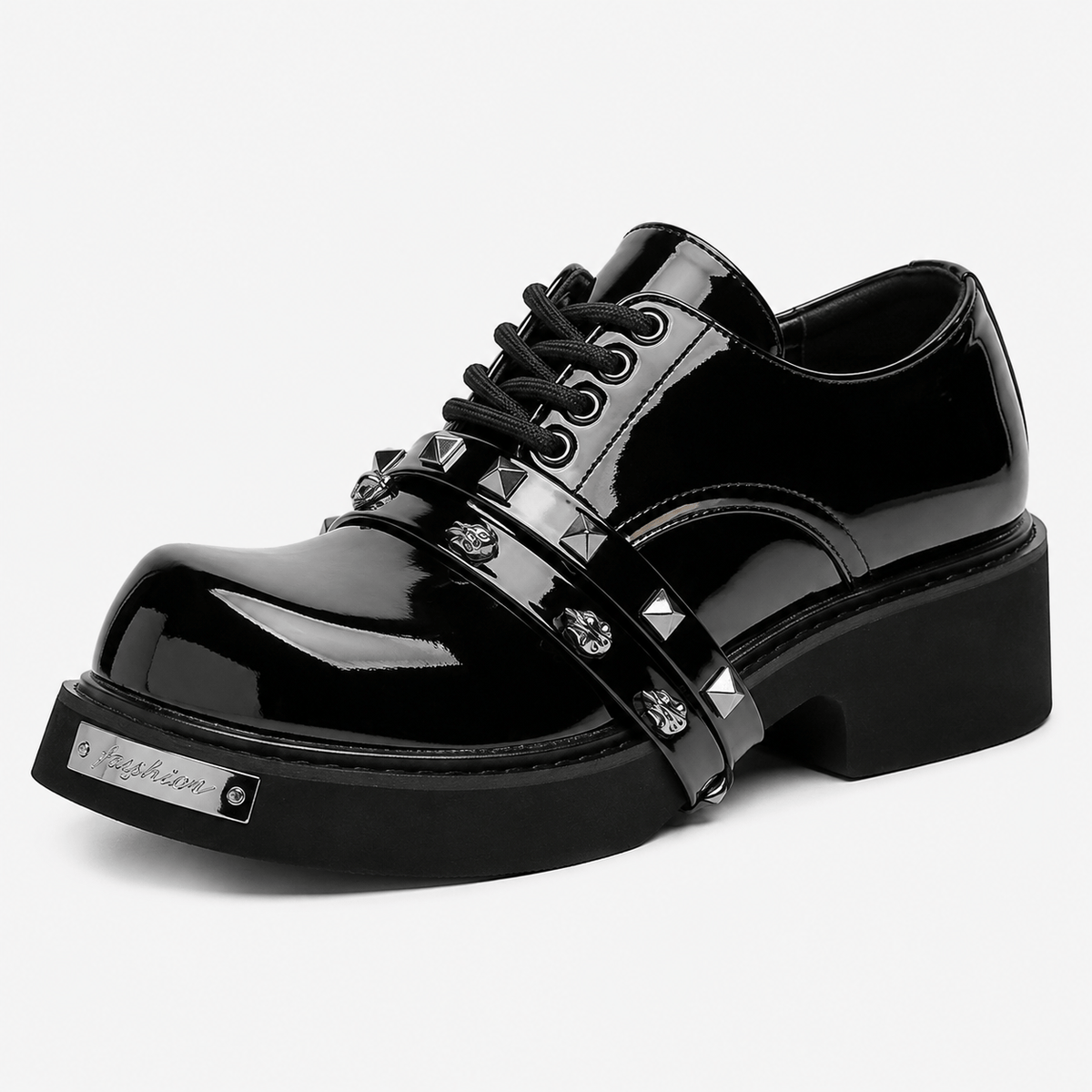 Ma boutique Mens Black Chunky Platform Loafers – Classic British Leather Business Oxford Shoes