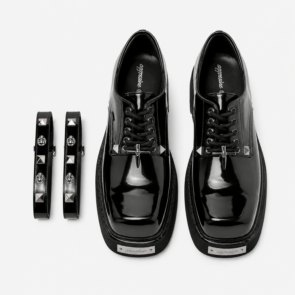 Ma boutique Mens Black Chunky Platform Loafers – Classic British Leather Business Oxford Shoes