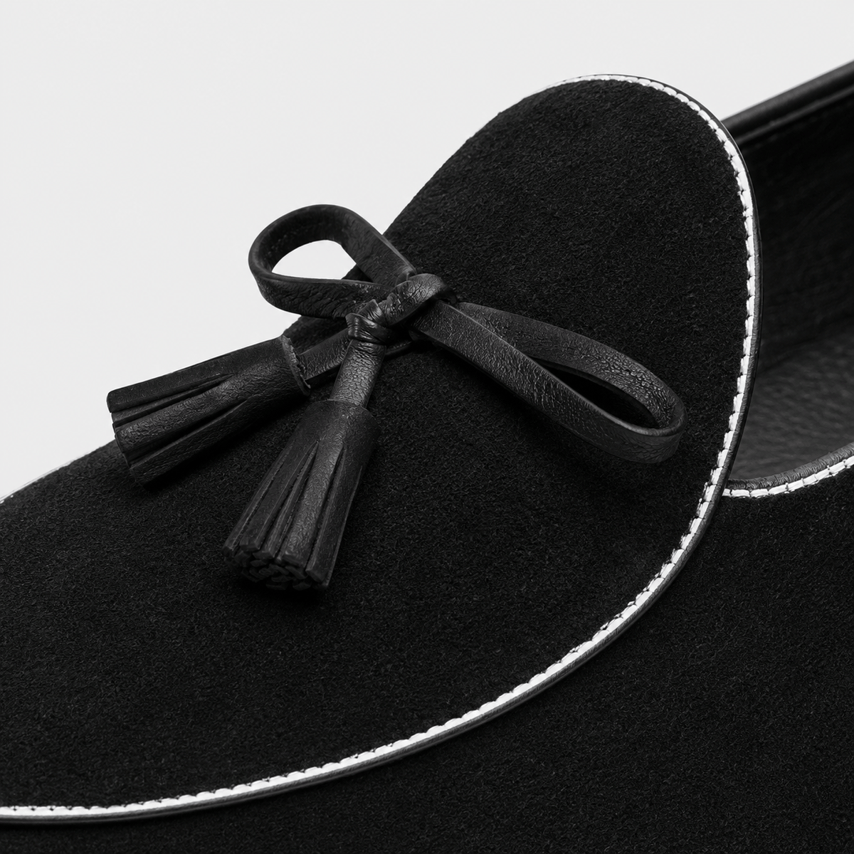 Ma boutique Mens Black Frosted Leather Tassel Loafers – British Style Pointed Toe Banquet Shoes