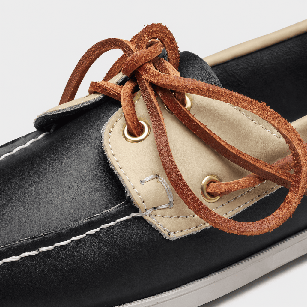 Ma boutique Mens Black Genuine Leather Boat Loafers – Retro Driving Dockside Classic Flat Shoes