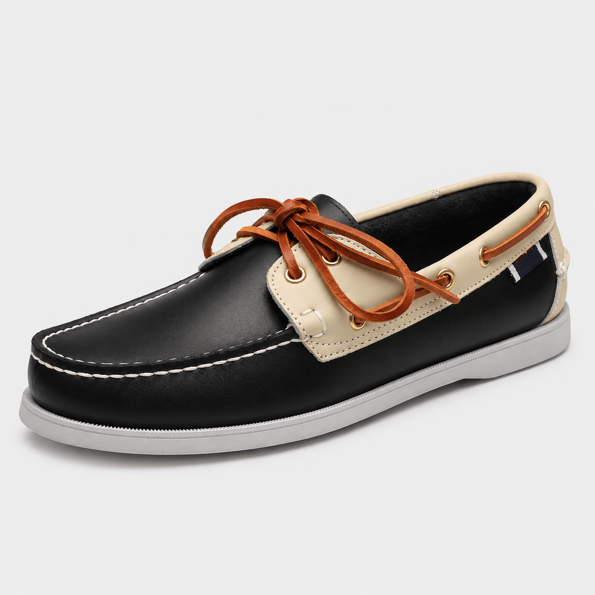 Ma boutique Mens Black Genuine Leather Boat Loafers – Retro Driving Dockside Classic Flat Shoes
