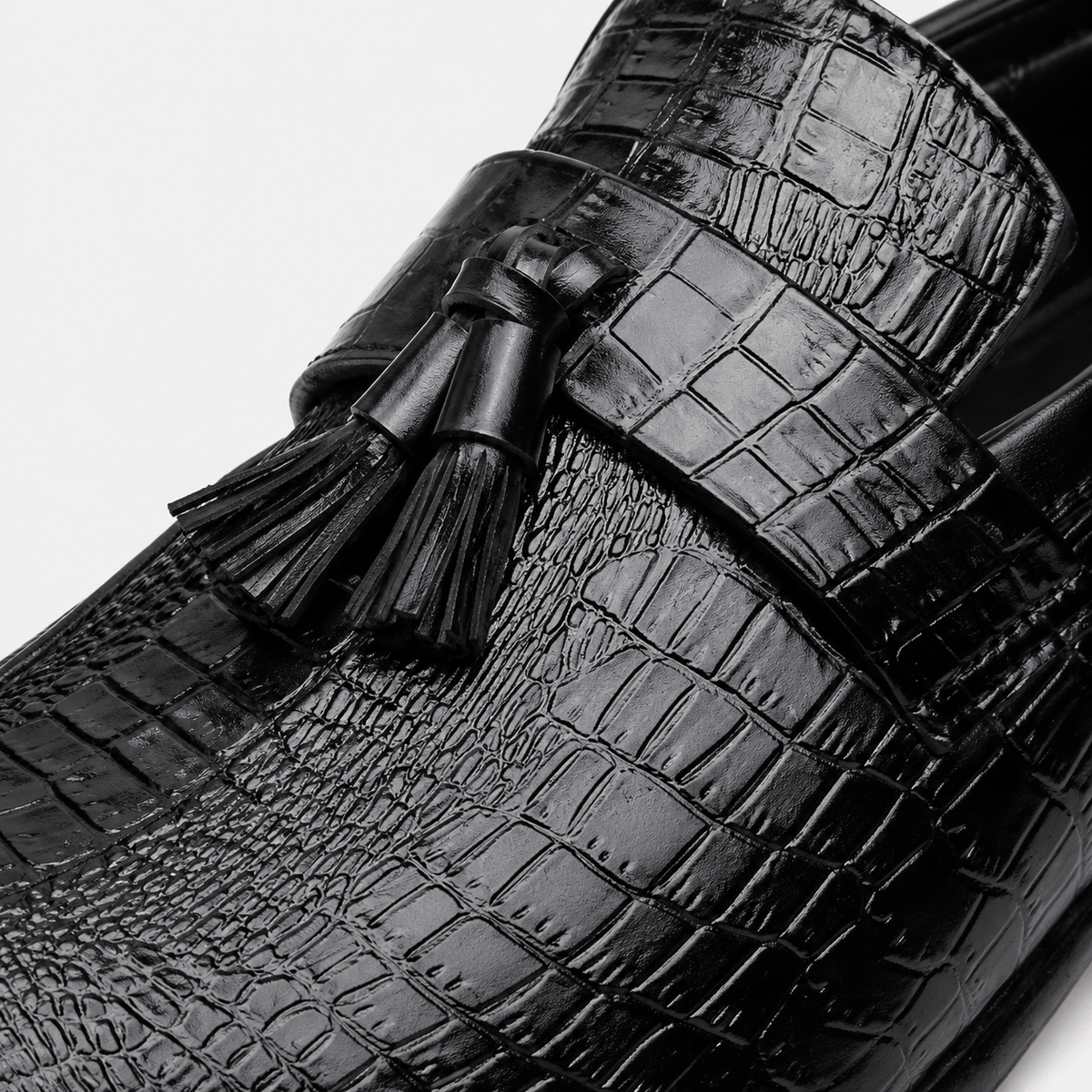 Ma boutique Mens Black Genuine Leather Tassel Loafers – Soft Casual Outdoor Driving Flat Shoes