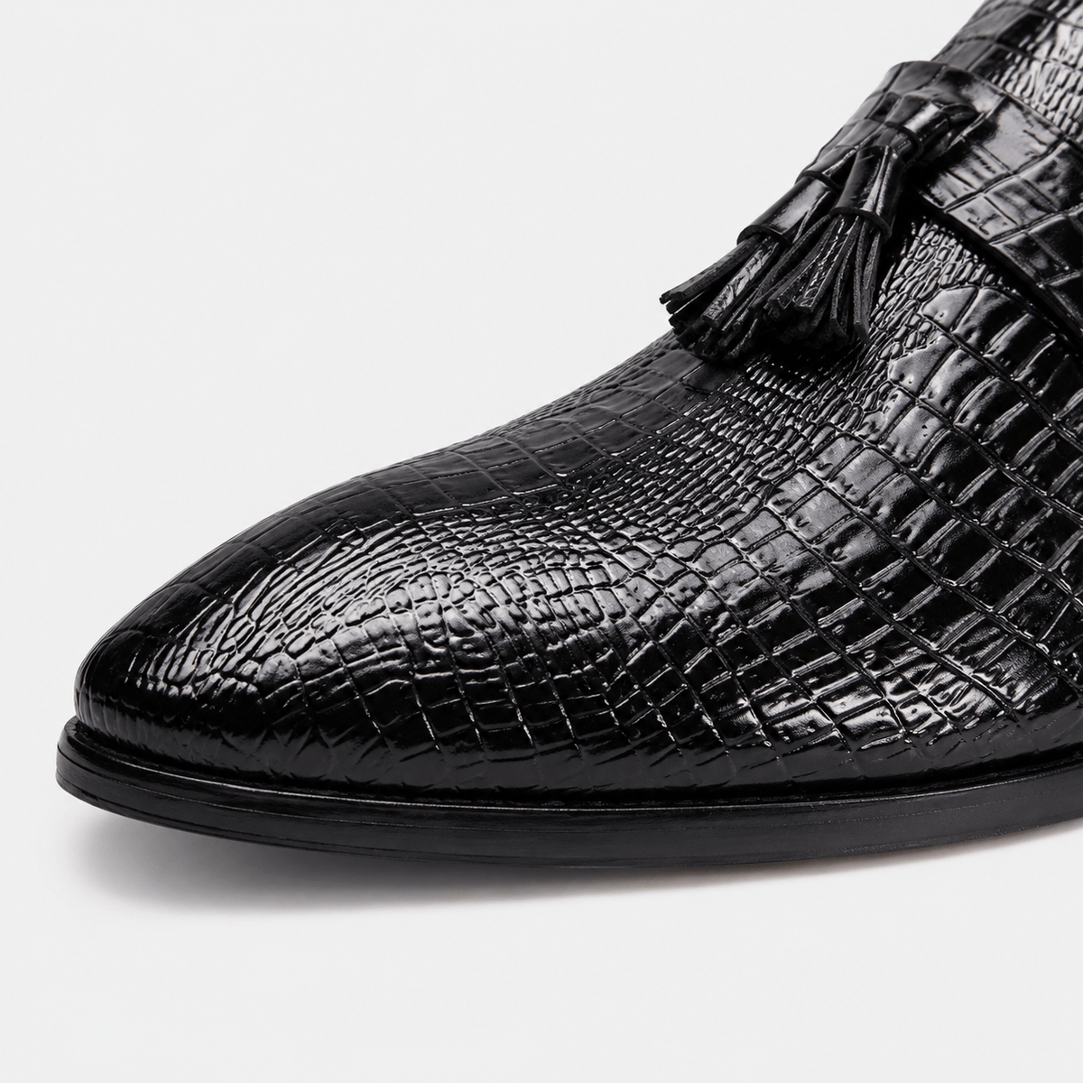 Ma boutique Mens Black Genuine Leather Tassel Loafers – Soft Casual Outdoor Driving Flat Shoes