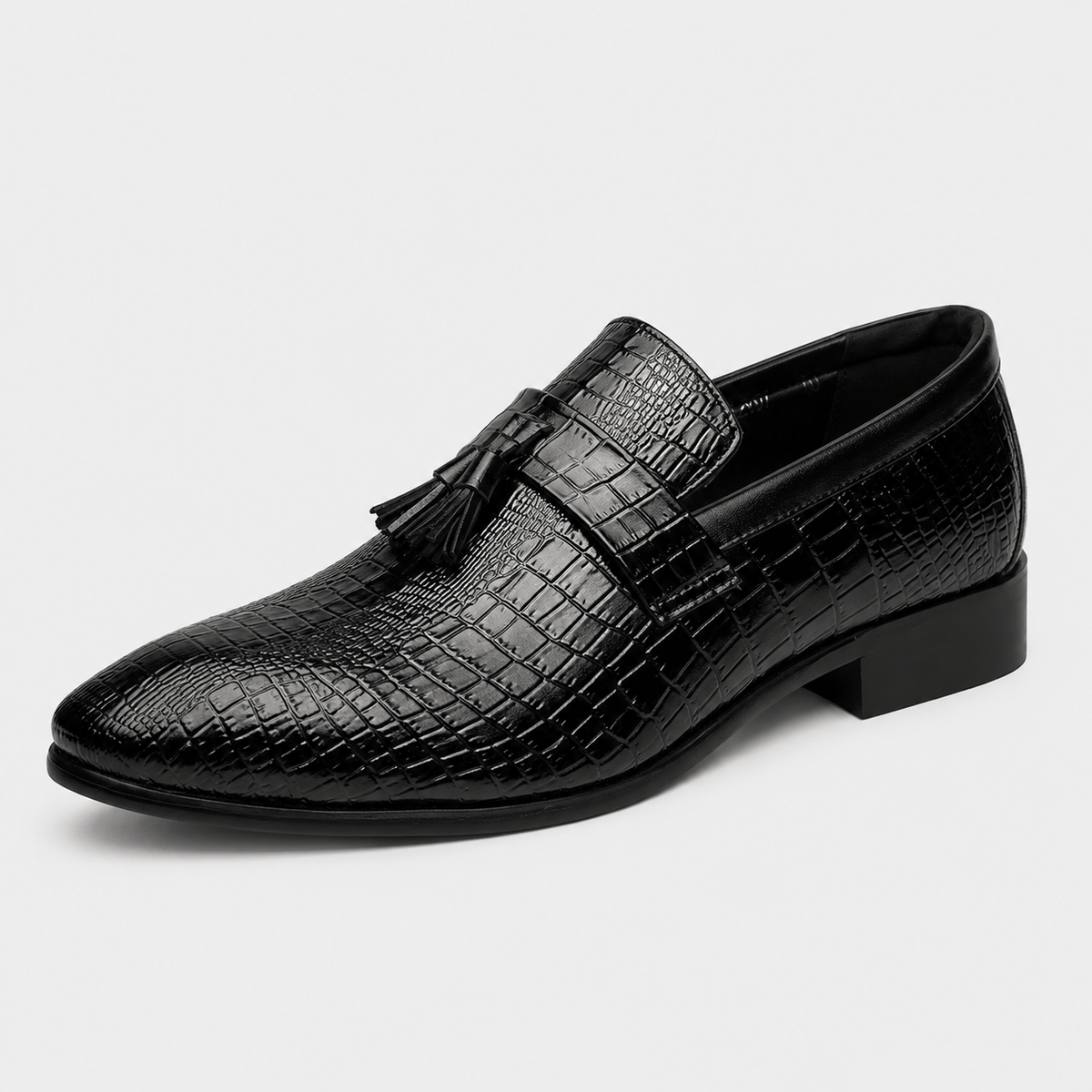 Ma boutique Mens Black Genuine Leather Tassel Loafers – Soft Casual Outdoor Driving Flat Shoes