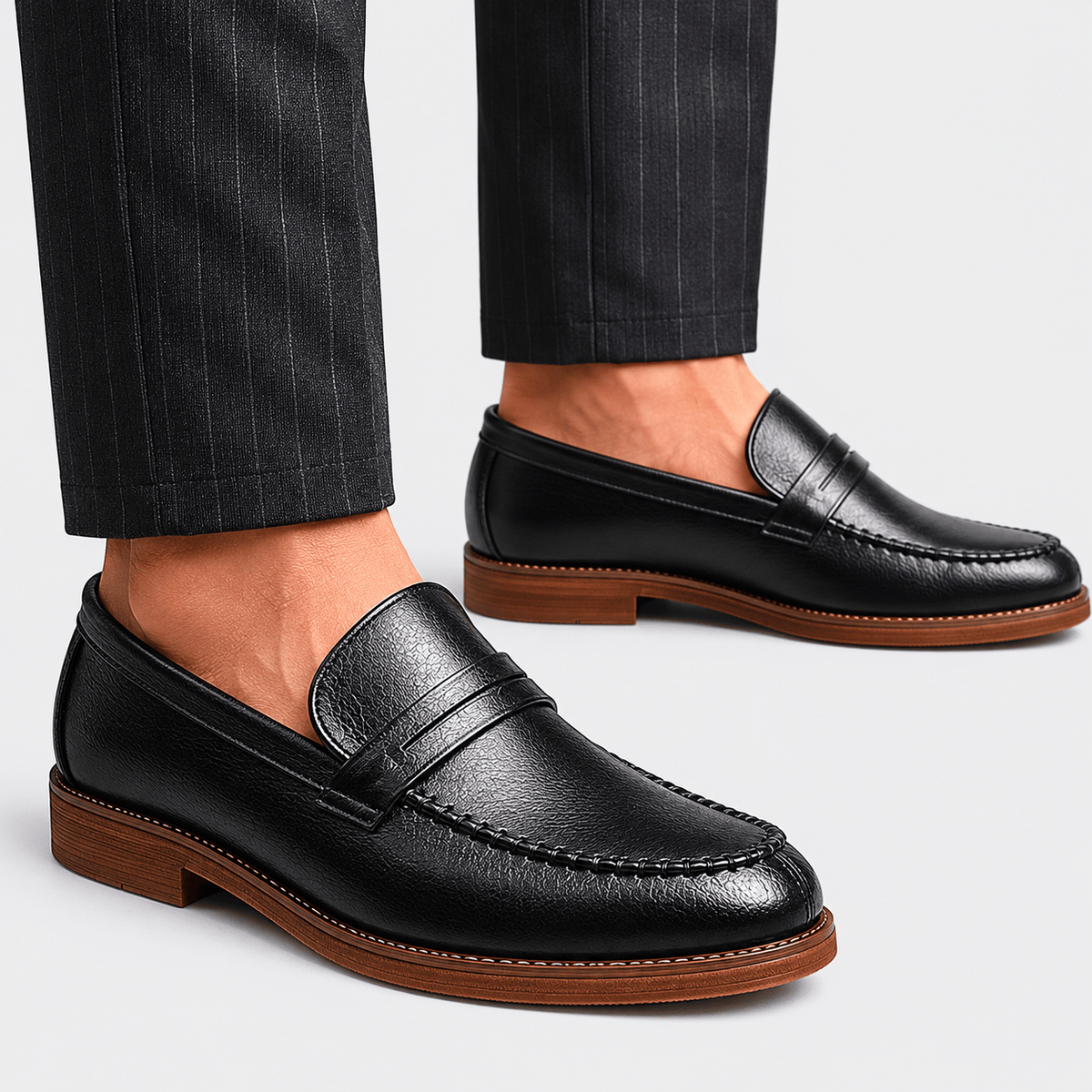 Ma boutique Mens Black Leather Oxford Loafers – Brand Business Dress Soft Flat Casual Shoes