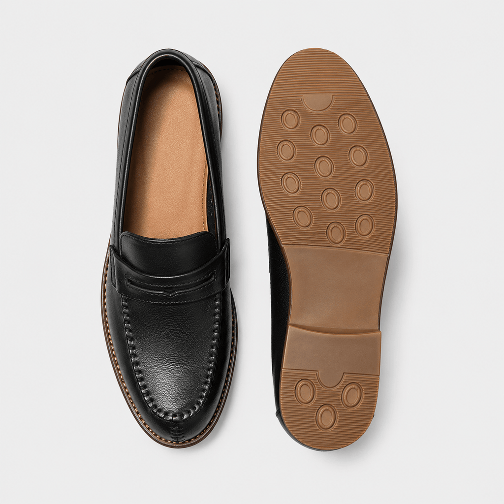 Ma boutique Mens Black Leather Oxford Loafers – Brand Business Dress Soft Flat Casual Shoes
