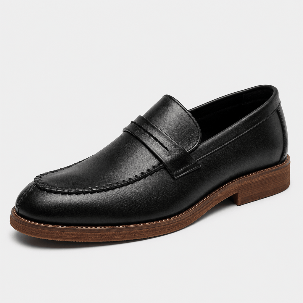 Ma boutique Mens Black Leather Oxford Loafers – Brand Business Dress Soft Flat Casual Shoes